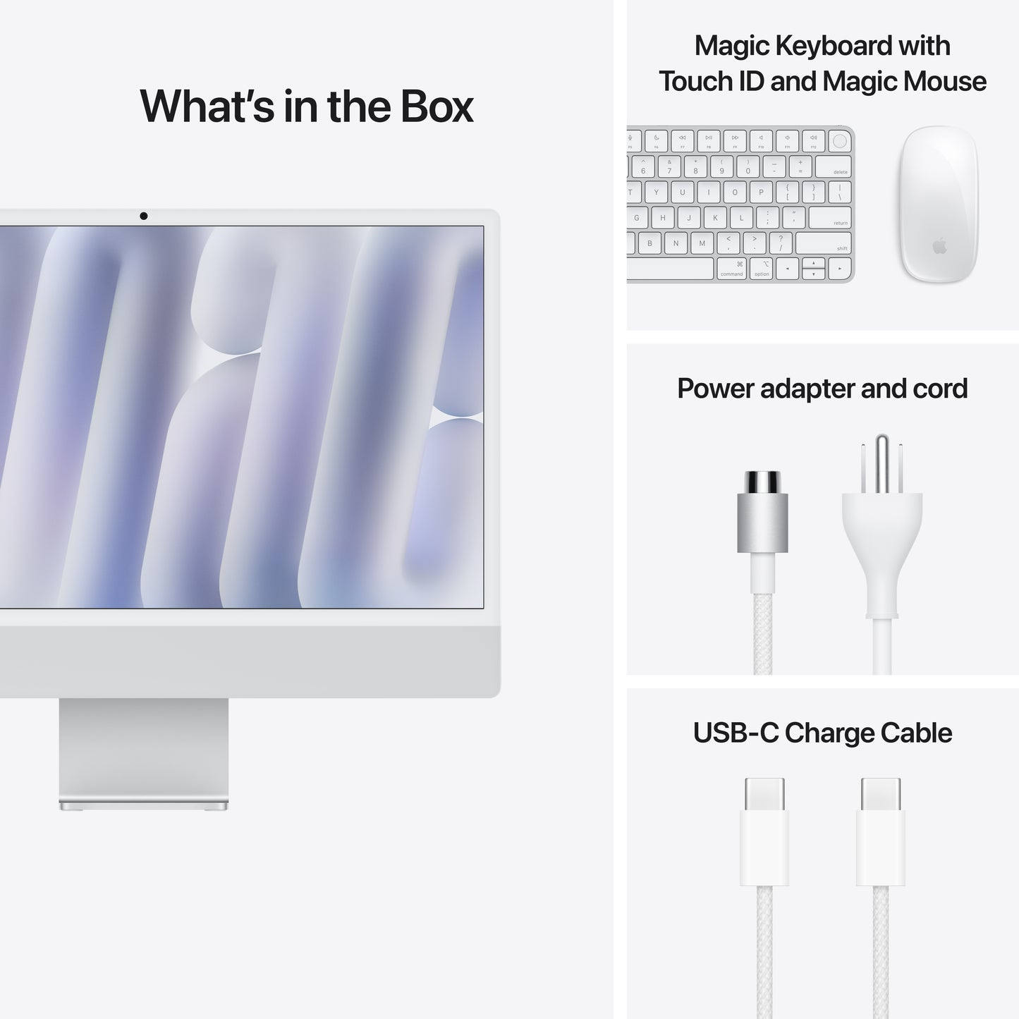 24-inch iMac with Apple M4 / 10-core CPU / 16GB Memory / 256GB Storage / Silver - Nano-texture Glass